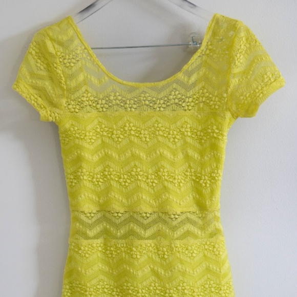 Free People Neon Yellow Lace Dress - Picture 4 of 8